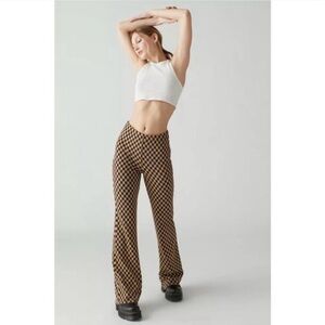 Urban Outfitters Brown and Black Checkerboard Boot Cut Pants